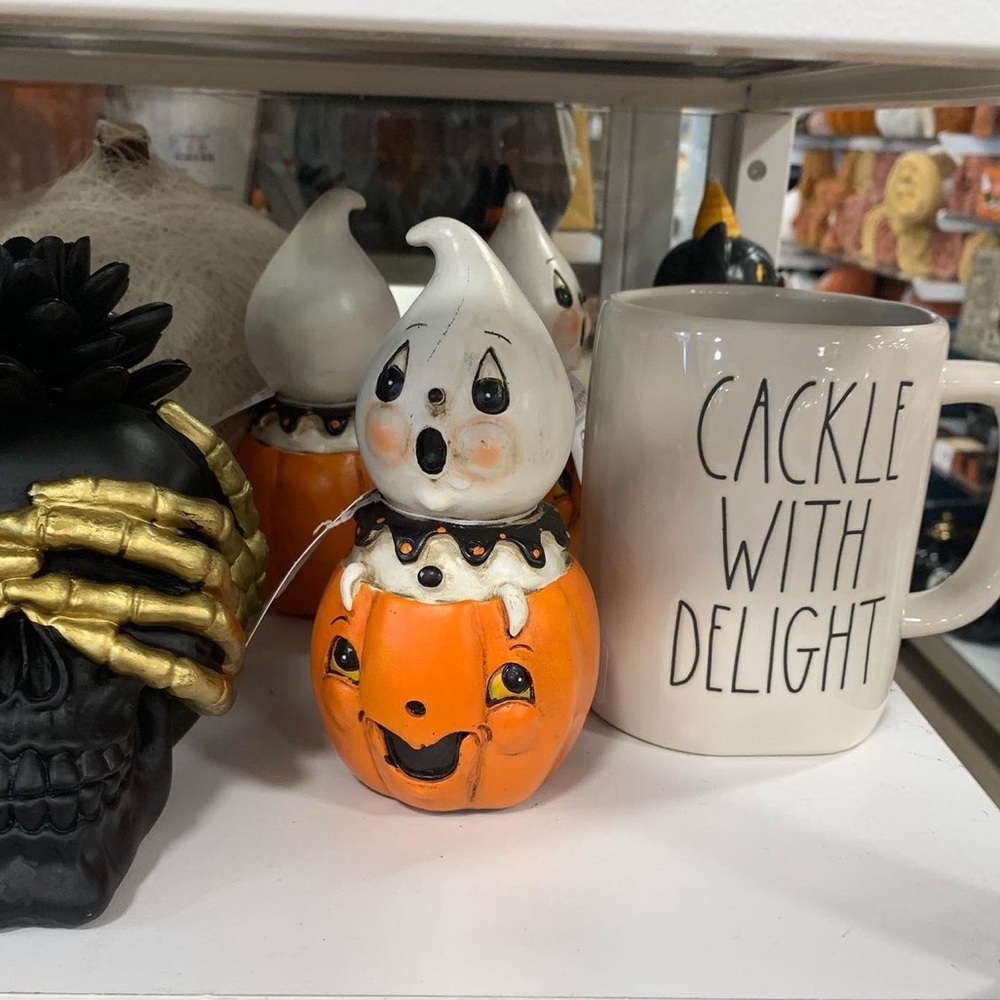 Rae Dunn “CACKLE WITH DELIGHT” Two Sided Mug Witch Hat Print on the Back - Picture 7 of 7